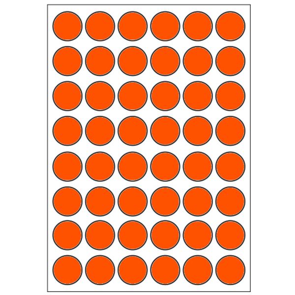 Samolepiace etikety priemer 15 mm, A6 (10 ks) reflexné oranžové