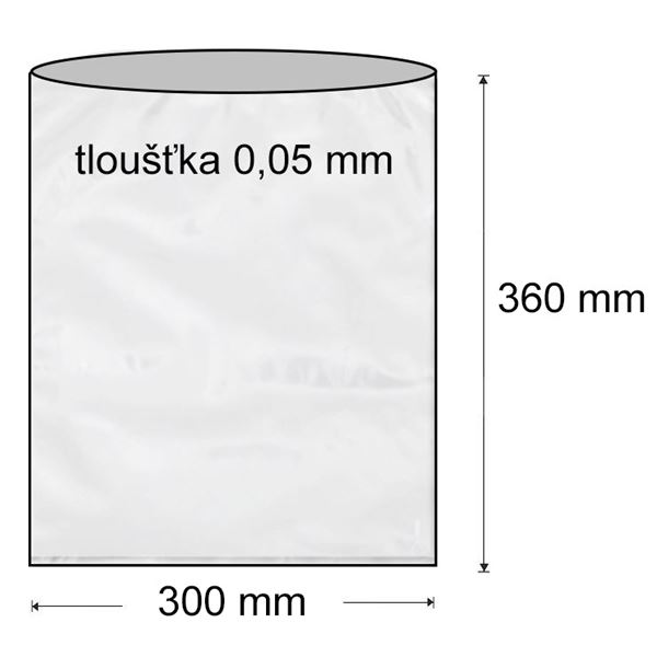 Sáčok polyetylénový plochý 300 x 360 mm (1000 ks) - transparentný