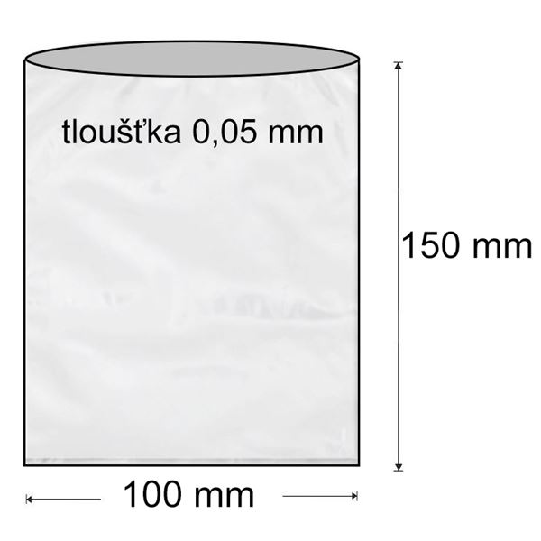 Sáčok polyetylénový plochý 100 x 150 mm (1000 ks) - transparentný