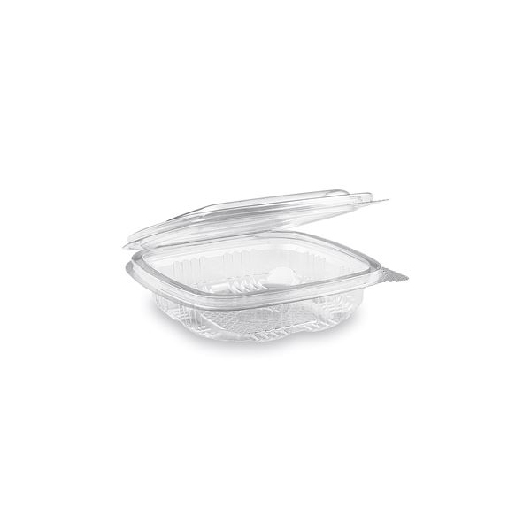 Miska (rPET) hranatá s viečkom 125 ml - priehľadná (50 ks)