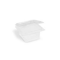 Miska (rPET) hranatá s viečkom 375 ml - priehľadná (50 ks)