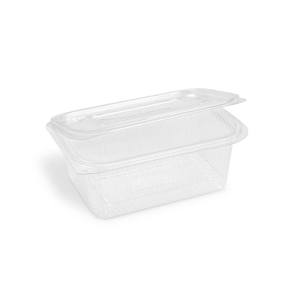 Miska (rPET) hranatá s viečkom 1000 ml - priehľadná (50 ks)