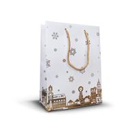 Darčeková taška papierová ADVENT bielo-zlatá - M