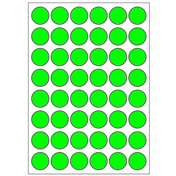 Samolepiace etikety priemer 15 mm, A6 (10 ks) reflexné zelené