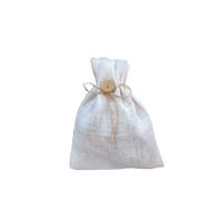 Jutové darčekové vrecko bielené 25 x 20 cm s gombíkom a prírodnou šnúrkou